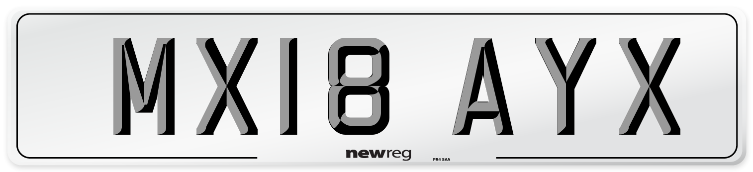 MX18 AYX Number Plate from New Reg